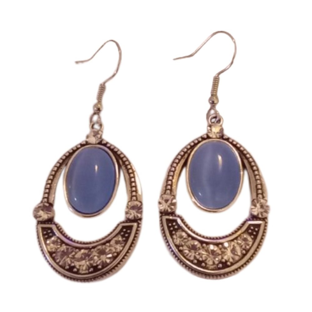 Light Blue and Silver Tone Earrings